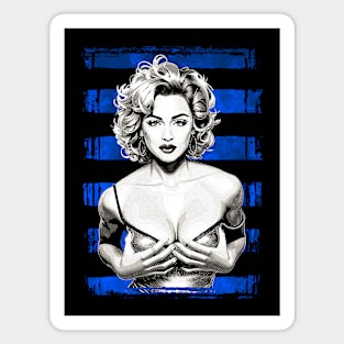 Madonna Pop Art-Halftone Blue Stripes Magnet